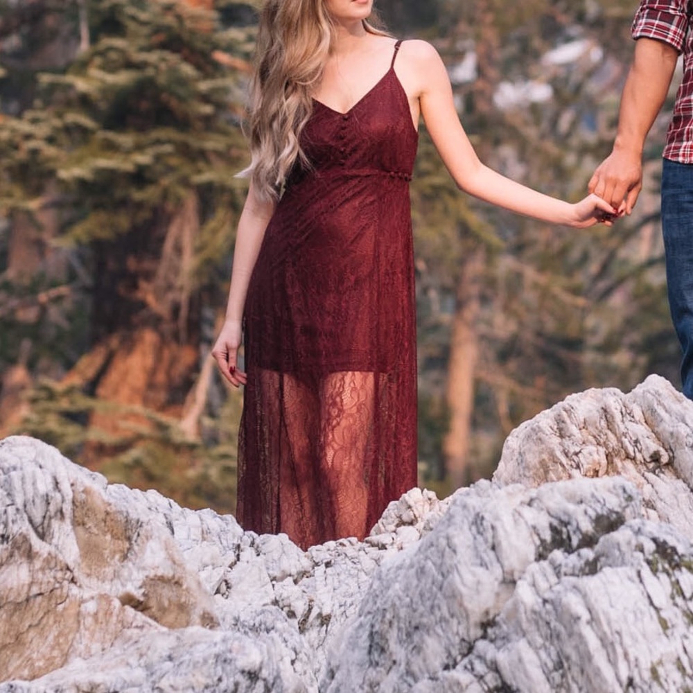 Burgundy Lace Maxi Dress